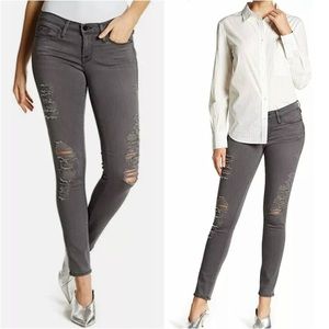 Frame Le Skinny De Jeanne Satine Rips in Grey Shred (Distressed) 24